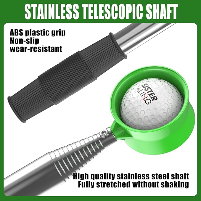 9ft/12ft Water Telescopic Golf Ball Retriever，Classic and Durable Stainless Steel Picker Upper, The Best Accessory Gift for Men and Women Golfers.