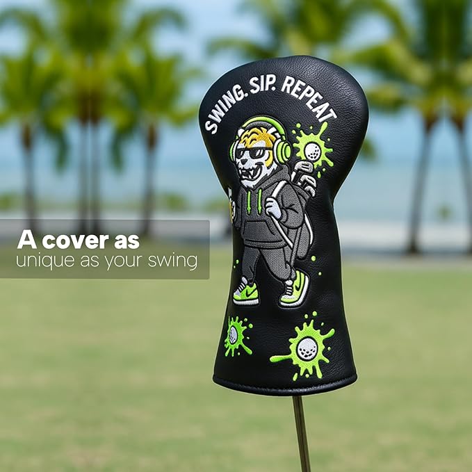 Golf Club Covers Funny Tiger Driver Cover Fariway Wood Headcover Hybrid Cover Leather Golf Headcover for Most Brand