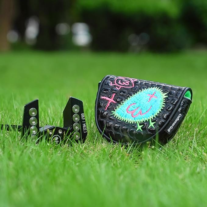 Craftsman Golf DF3 Putter Cover Golf Headcover Center Shaft Birdie Design OZ1 Headcover Mallet Putter Cover with Magnetic Closure for Driver Mid Mallet Putter Heel Shafted