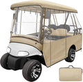 Leader Accessories 2 + 2 Person Golf Driving Enclosure Short Roof 2 Over 4 Passenger Golf Cart (Tan)