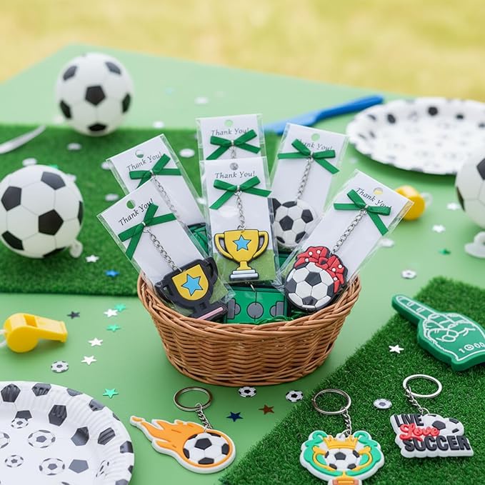 Batiyeer 72 Pack Soccer Keychains Bulk Party Favors Sports Ball Key Chains Funny Keyring Gifts for Women Men Birthday Supplies