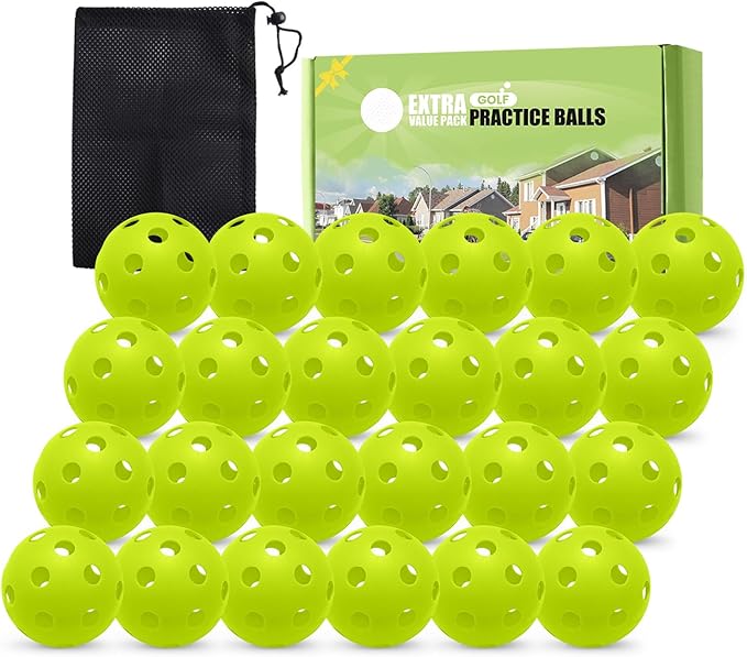 FINGER TEN Golf Practice Balls Plastic Colored Value 12/24/36/50 Pack, Limited Flight Sports Training Ball for Men Women, Indoor Outdoor Driving Range Backyard Use