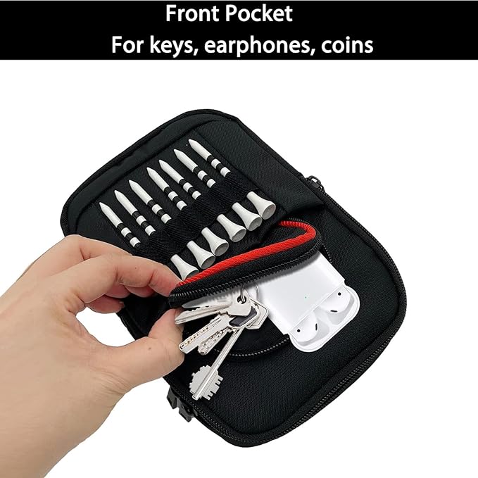 Golf Ball Pouch, Tee Organizer Bag Accessory Clip, Holder with Sturdy Storage Feature, Pouch with Course Practice Function, Play Supply, Durable Organizer Choice for Women Men Golf Club Accessories
