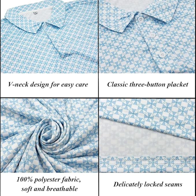Men's Long Sleeve Golf Shirt Quick Dry 3 Button Work Fishing Outdoor Casual Collar Shirt
