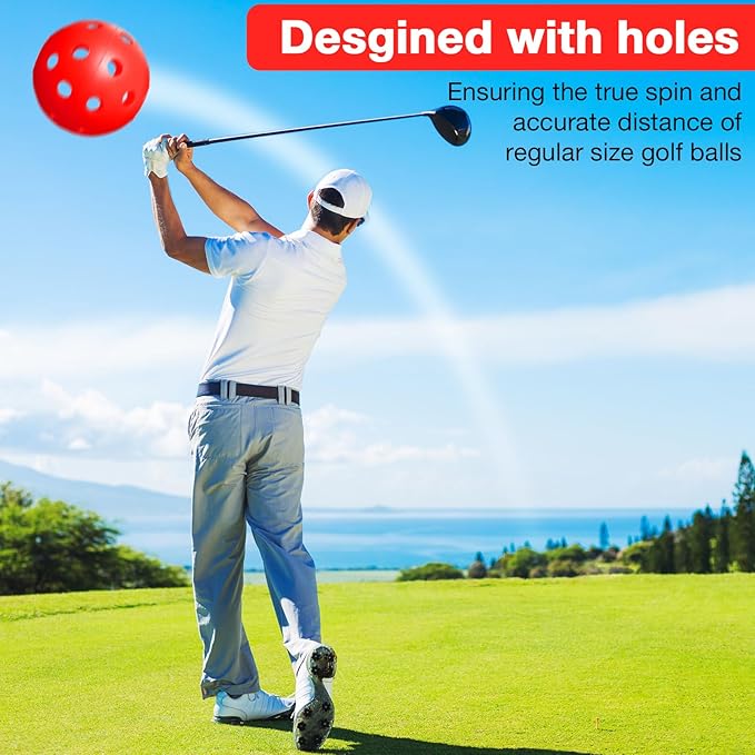 80 Pack Practice Golf Balls Limited Flight 42 mm Golf Training Airflow Hollow Plastic Ball for Women Men Indoor Outdoor Driving Range Swing Practice Home