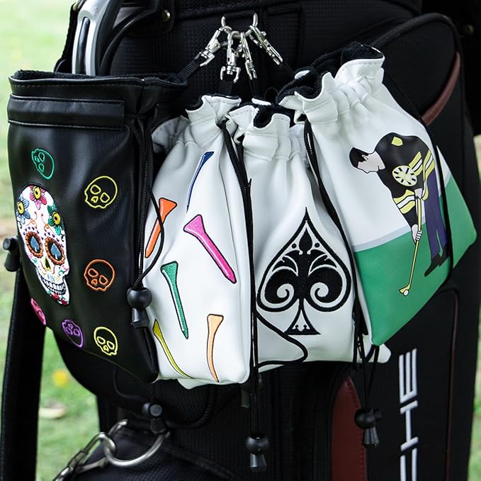 montela golf Valuables Pouch,Golf Bag Pouch with Drawstrings Golf Tee Bag Leather Golf Tee Pouchs for Men Women(Funny)