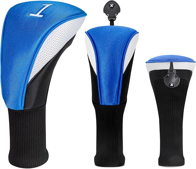 Golf Head Covers for Fairway Woods Driver Hybrids 5 Pieces Nylon Mesh Sports Fan Golf Club Headcovers-Golf Accessories for Men Women.