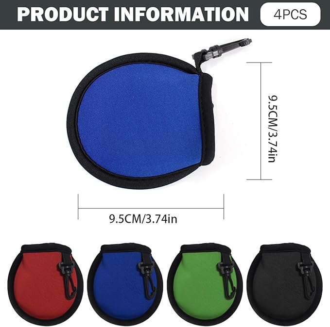 4Pcs Golf Club Cleaning Bag Comfortable Wear Resistant Portable Golf Ball Cleaner Pouch with Hook for Men Women