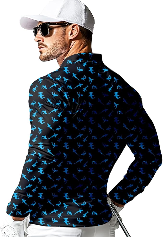 Men's Long Sleeve Golf Shirt Quick Dry 3 Button Work Fishing Outdoor Casual Collar Shirt
