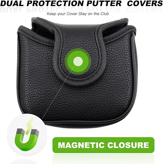 Golf Club Covers,4pcs or 1pc Golf Headcovers for Woods and Driver Fairway Hybrids Women Men - Premium PU Leather with Interchangeable Tags & Magnetic Blade and Mallet Putter Covers