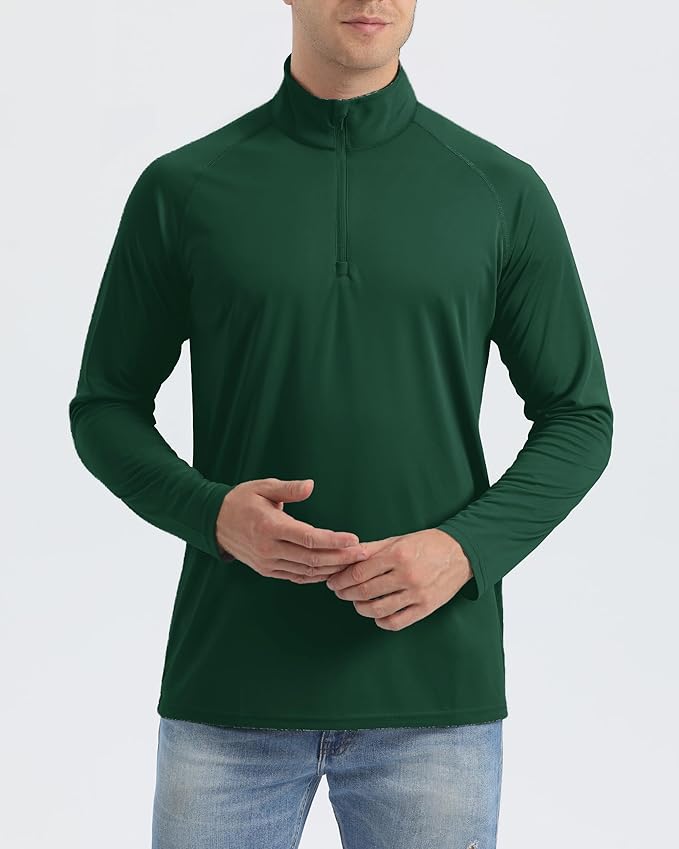 Boladeci Men's UPF 50+ Sun Shirts 1/4 Zip Long Sleeve SPF UV Protection Lightweight Quick Dry Quarter Zip Golf Shirts