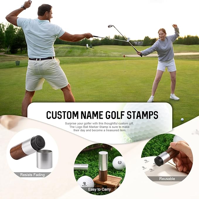 Personalized Name Golf Ball Stamper, Gifts for Men Dad Husband, Self-Inking Golf Ball Stamp Markers, Golfer Gift Golfing Accessories