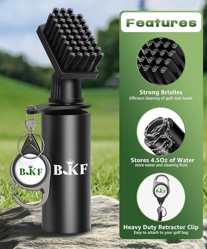 Golf Club Cleaner Brush Anti-Leak Bottle Holds 4.5 Ounces of Water with Gift Box for Club Grooves, Essentials Golf Accessories for Men, Best Golf Gifts for Men/Women (2)