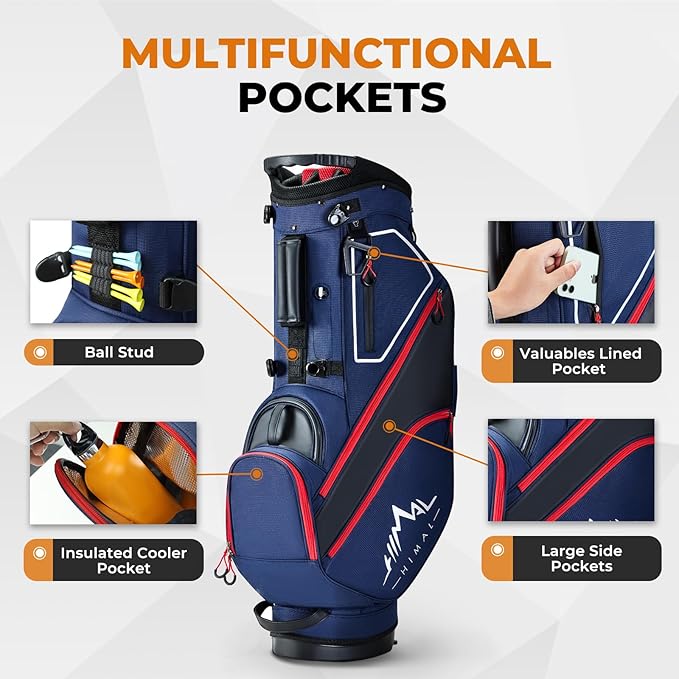 14 Way Dividers Golf Stand Bag Lightweight, Golf Bag for Men Women with Multiple Pockets, Dual Strap and Rain Cover Hood