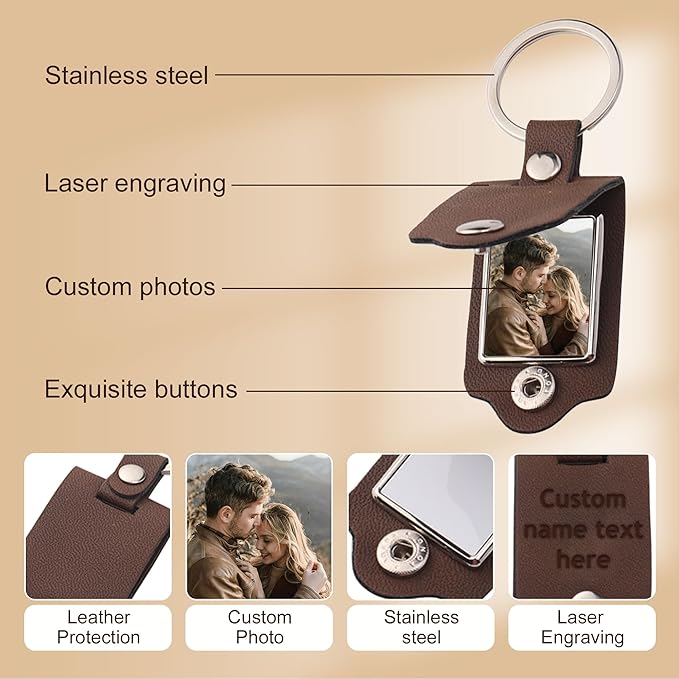 Custom Keychains with Picture Personalized Photo Logo Text Customized Key Chain for Boyfriend Dad Men Women Gifts