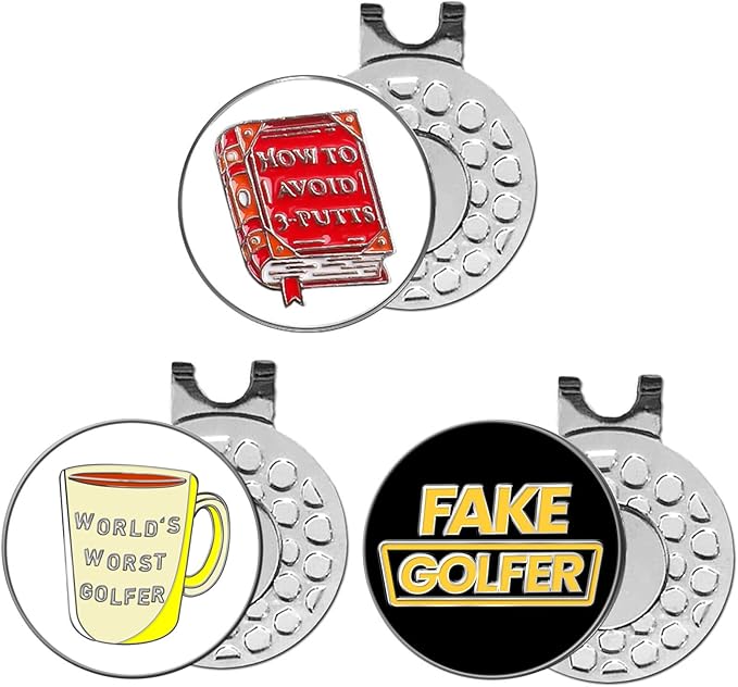 FINGER TEN Golf Ball Marker with Hat Clip Markers Assorted Patterns Value Gift Set Mark Golf Divot Tool Accessories for Men Women Kids