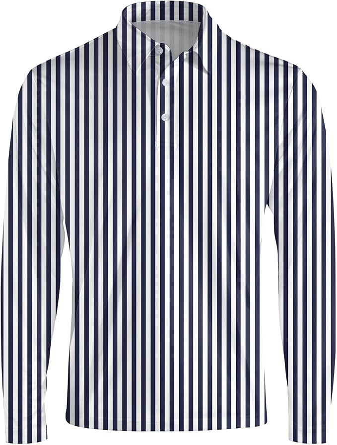 Men's Long Sleeve Golf Shirt Quick Dry 3 Button Work Fishing Outdoor Casual Collar Shirt