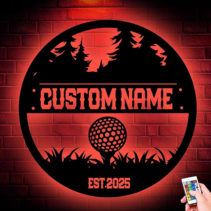 Custom Golf Player Metal Sign, Personalized Wall Art with LED Lights, Unique Home Decor Gift for Golf Enthusiasts, Stylish Hanging Decoration for Offices or Man Caves
