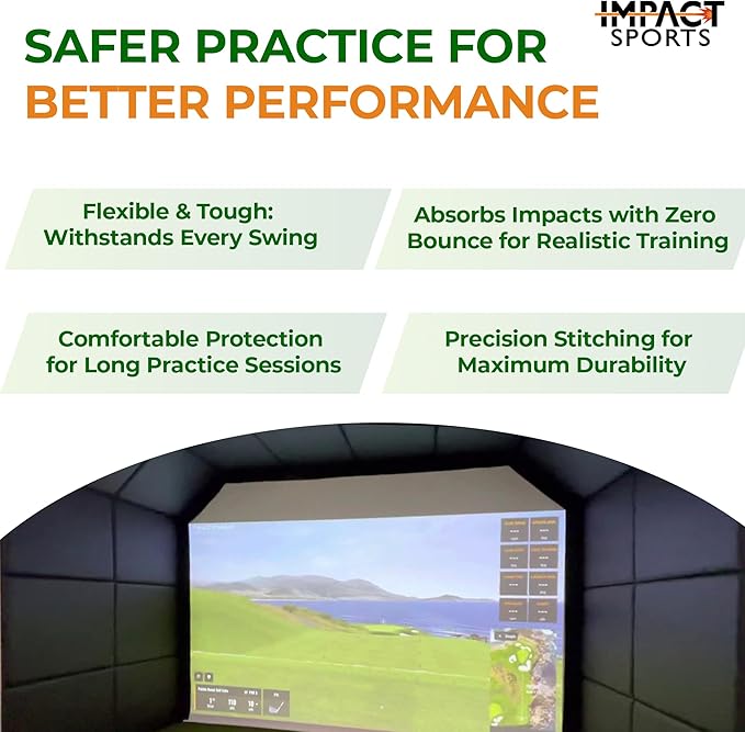 IMPACT SPORTS [12 Pack] Golf Wall Padding Golf Enclosure Padding [20"x20"x2"] Safety Padding Memory Foam with PU Leather Surface for Impact Protection