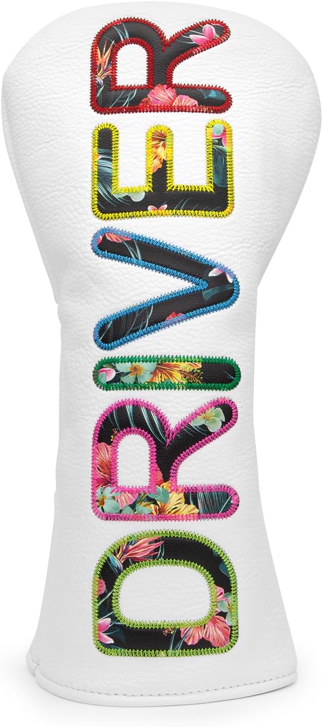 Golf Club Head Covers White for Driver, Fairway Hybrid Woods - 4 Options - Synthetic Leather Driver Headcover, Fairway Wood Head Cover, Golf Hybrid Head Cover