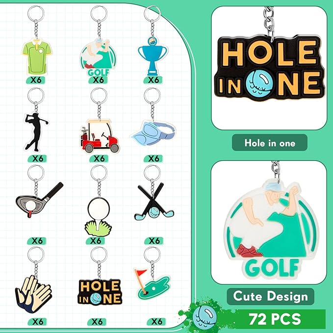 Batiyeer 36 Pack Golf Ball Keychains Bulk Party Favors Sports Ball Key Chains Funny Keyring Gifts for Women Men Birthday Supplies