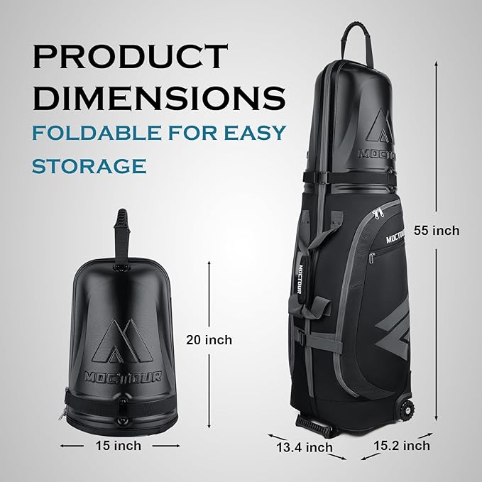 Golf Travel Bags for Airlines with Wheels & ABS Hard Case Top, Protect Your Clubs, Waterproof 1680D Oxford Fabric and Oversize Tank Wheels, Lightweight and Easy to Maneuver