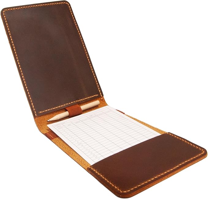 Leather Golf Scorecard & Yardage Book Holder, Personalized Golf Gift, Yardage Book Holder, Gifts for Dad, Gifts for Golfers (Pattern # 1)