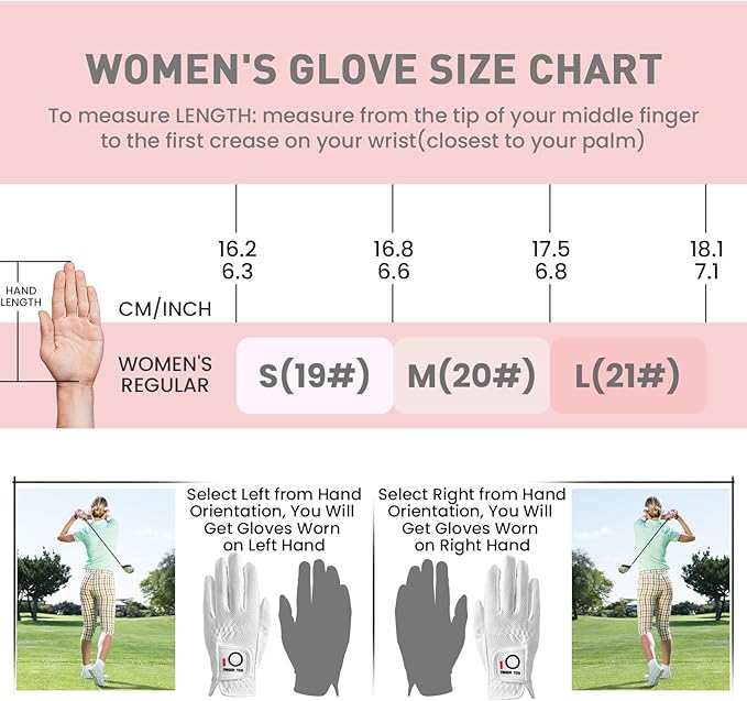FINGER TEN Womens Golf Glove Right Handed Golfer Left Hand 1 Pack Golf Gloves Rain Grip Hot Wet All Weather Mesh for Women Girls Ladies Small Medium Large