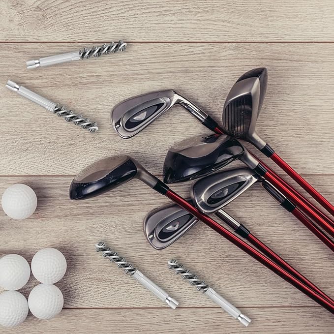 4 Pcs Golf Clubs Head Hosel Brush, Golf Club Brush, Golf Stainless Steel Hosel Wire Brush Electric Drill Cleaning Wire Brush Tool, Hex Shank Handle Electric Drill Wire Brush for Wood and Iron, Sliver
