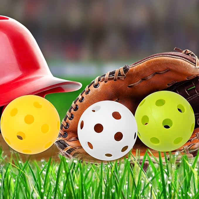 Avesfer Plastic Practice Baseballs 9 inch with Mesh Bag [Anti-Crack] Soft Training Baseball Balls Hitting Batting Indoor Outdoor Lightweight Hollow for Team Drills Coaching