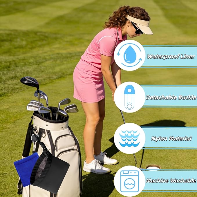 Golf Club Cleaner Bag with Towel Removable Golf Ball Washer Retractable Towel Golf Gifts for Men Women Golfers