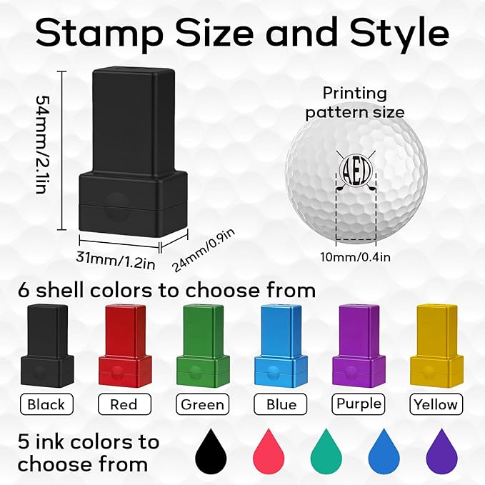 Personalized Golf Ball Stamp – Custom Golf Ball Marker Stamp with Name, Initials, Logo or Year – Self-Inking, Waterproof, Refillable Ink – Golf Accessories Gift for Men, Dad, Golfer (Style 1)