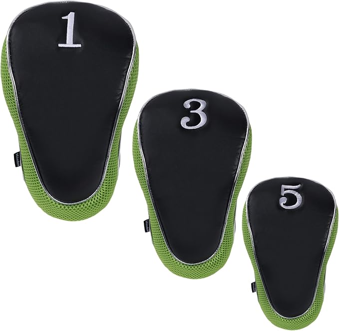 Andux Golf Club Driver Wood Head Covers with Hook & Loop Set of 3