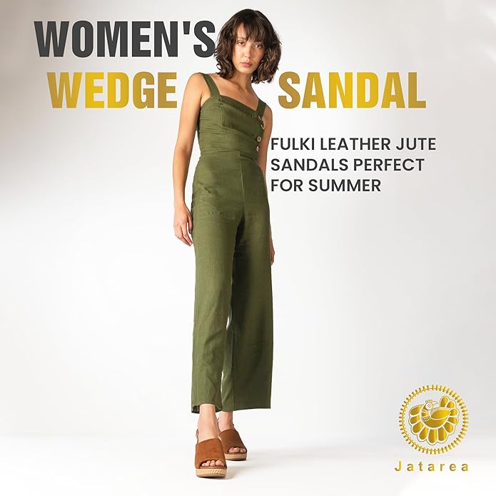 JATAREA Leather Wedge Sandals for Women | Women's Sandals Perfect for Summer