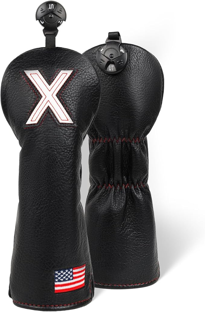 Golf Head Covers, American Flag Patriotism Golf Club Cover for Woods and Driver, Fairway, Hybrid - Premium Leather Golf Club Head Covers with Interchangeable Tags