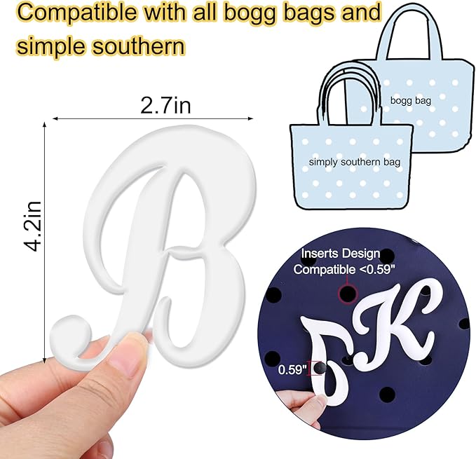 Mity rain Letter Charms for Bogg Bag，Alphabet Lettering Accessories Charms Compatible with Bogg Bag Original All Models, Insert Decorative Letter for Handbag Beach Tote Bag B