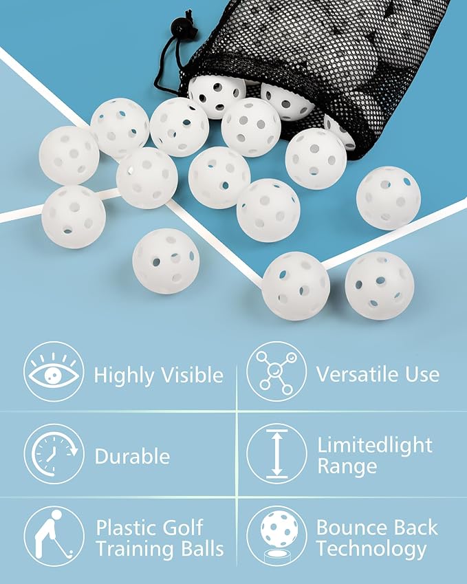 35 Pack Practice Golf Balls Limited Flight Plastic Golf Balls 42mm Practice Golf Balls for Backyard Golf Training Balls for Swing Practice, Airflow Hollow (Multiple Colors)