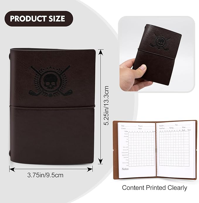 Golf Scorecard Book Leather Golf Yardage Book with Pencil Golf Score Book Golf Gift for Men&Women Sports and Outdoor Golf Club Accessories,dark brown