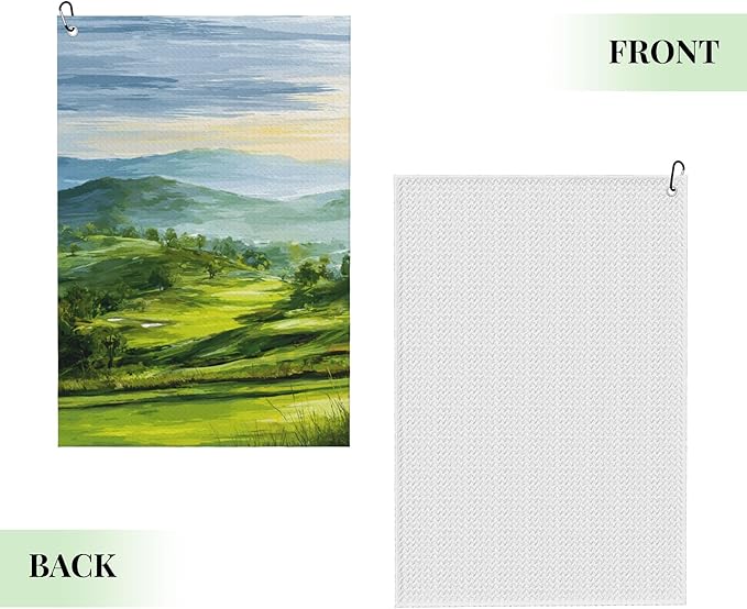 Green Golf Towel with Carabiner Clip 24"x16" Funny Golf Towels for Golf Bags Microfiber Waffle Golf Rag for Disc Balls Clubs Golfs Accessories for Men Women Dad