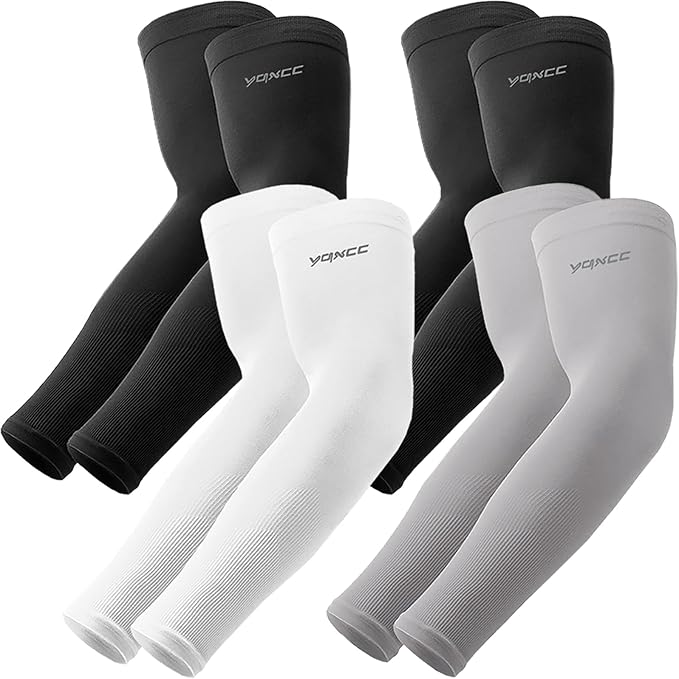 YQXCC 4 Pairs Arm Sleeves, Cooling UV Sun Protection Sports Compression Sleeves for Men Women, Golf Basketball Arm Sleeves