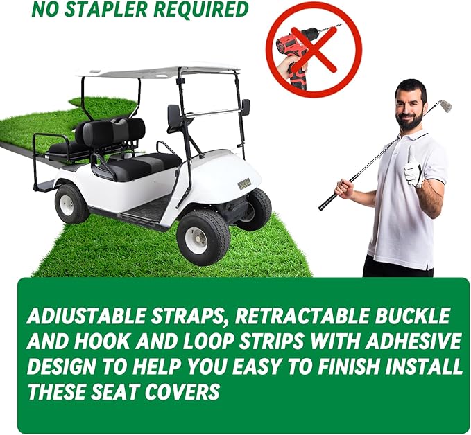 Universal EZGO Golf Cart Seat Covers Dress UP Older Golf Cart, Durable Breathable Material Front and Back Seat Cover Fit for EZ GO TXT, Easy to Install, Machine Washable