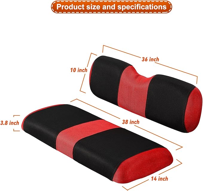Universal Golf Cart Rear Seat Cover Dress Up for Older Golf Carts - Durable, Breathable Material, Fits Like a Glove for EZGO, Club Car and Yamaha, Easy to Install, Red