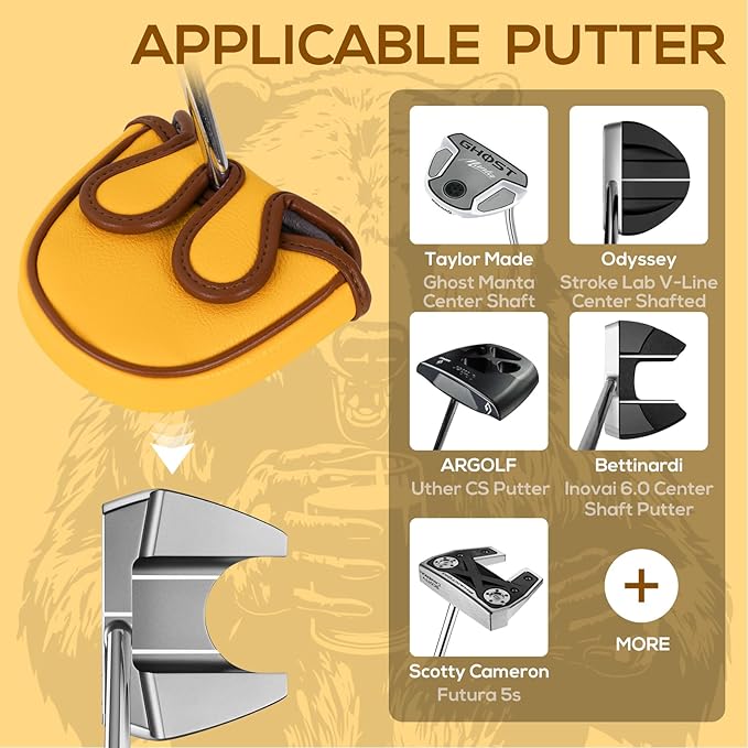 Golf Club Head Cover Golf Head Cover Driver Headcover Fairway Wood Headcover Hybrid Club Head Cover Golf Blade Mallet Putter Cover Beer Bear