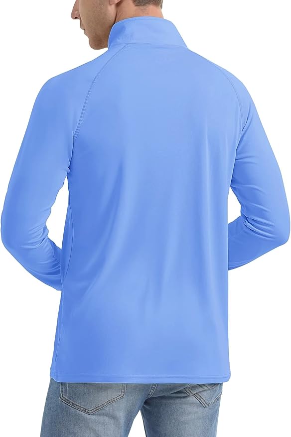 MAGCOMSEN Men's Long Sleeve Sun Shirts UPF 50+ Tees 1/4 Zip Up Fishing Running Rash Guard T-Shirts Outdoor Shirt