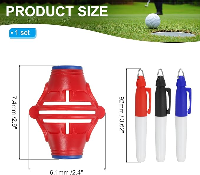 PATIKIL Golf Ball Marker Stencil 360 Degree Triple Track Golf Ball Alignment Marking Tool Line Drawing Marker with Marker Pens for Men Women