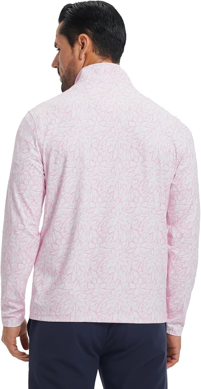 M MAELREG Quarter Zip Golf Pullover Men Dry Fit Long Sleeve Performance Wicking 1/4 Zip Full Print Pullover Mens Sweatshirt