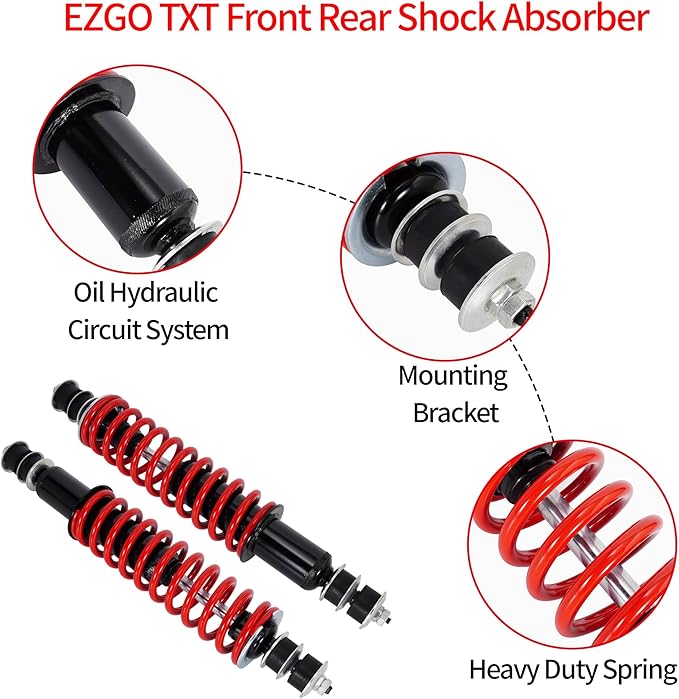 JIAYAN Golf Cart Front or Rear Shock Absorber with Heavy Duty Coil Springs Compatible with E-Z-GO TXT/Medalist 1994+ Gas & Electric Models OEM# 70928-G01 76418-G01 70630-G01 (2Pcs)