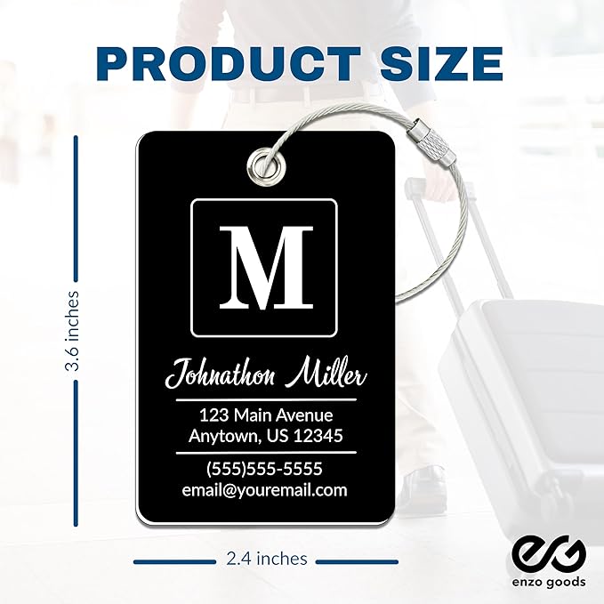 Personalized Luggage Tag | Custom Luggage Tags for Suitcases | Kids Backpack Tag | 10 Color Options & Choose Font, Font Color