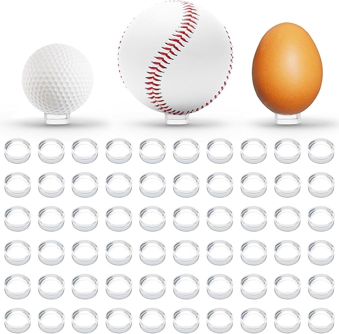 100 Pcs Ring Golf Ball Display Case 0.6 Inches Clear Baseball Holder Golf Ball Holder Small Baseball Acrylic Stands Round Ring Stand Acrylic Display Stands for Small Balls, Egg, Spheres, Marble