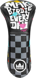 Craftsman Golf Make Birdie Everyday Black and Gray Checkers Golf Club Headcover for Woods and Driver Hybrids Irons Protector Putter Covers